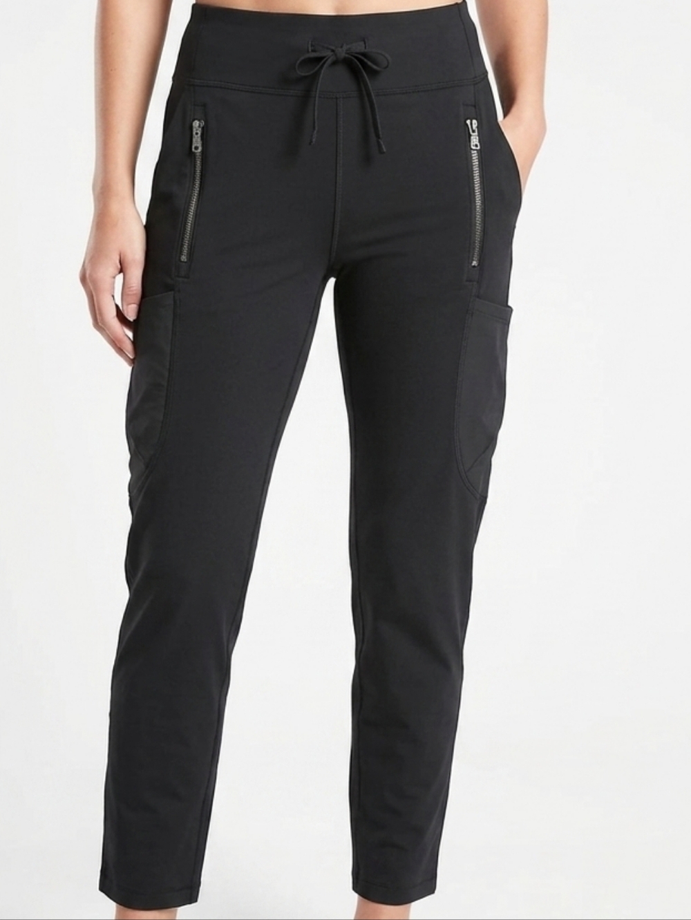 Athleta Headlands Hybrid Cargo Pants Women's 10 Black Tight Hiking Trekking